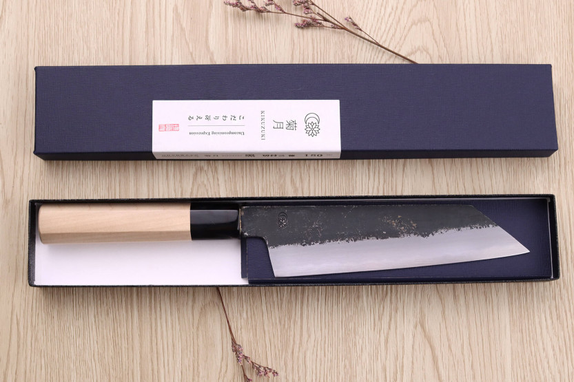 santoku-kniv kiritsuke 18cm japonais artisanal Sakai Kikumori Kikuzuki Kuro
