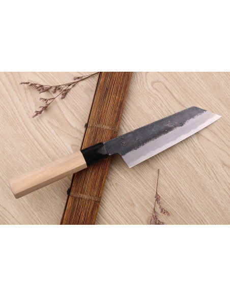 santoku-kniv kiritsuke 18cm japonais artisanal Sakai Kikumori Kikuzuki Kuro