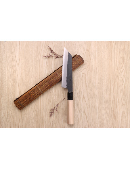 Cuchillo santoku kiritsuke 18cm japonais artisanal Sakai Kikumori Kikuzuki Kuro