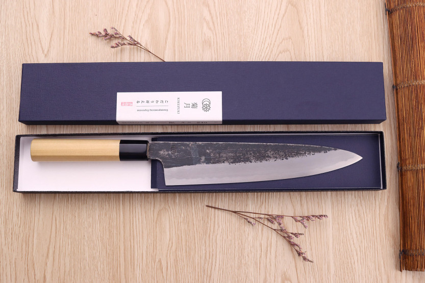 Sakai Kikumori Kikuzuki Kuro 24cm japanese handmade chef ' s knife