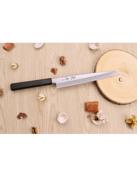 Faca utilitária japonesa artesanal Kagekiyo Suri Urushi 21cm