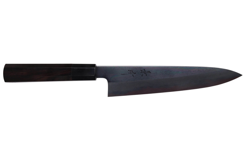 Coltello da cuoco tradizionale giapponese Kagekiyo Yoshikazu Tanaka Black Damas Aogami 21 cm
