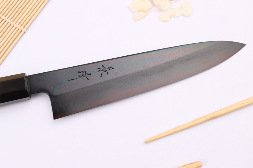Kagekiyo Yoshikazu Tanaka Black Damas Aogami 21cm cuchillo de cocinero tradicional japonés