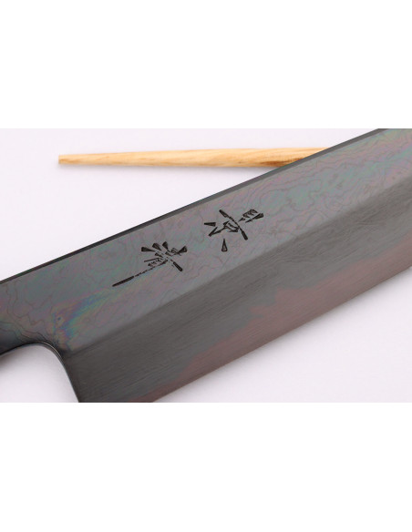 Kagekiyo Yoshikazu Tanaka Svart Damas Aogami 21cm Japansk kockkniv för hand