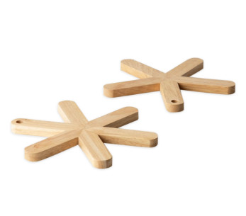 Juego de 2 salvamanteles en forma de estrella Continenta 3421 de madera de hevea