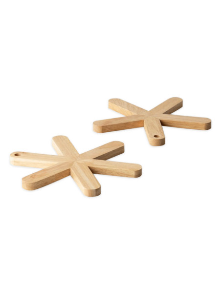 Set di 2 sottopentole Continenta 3421 a forma di stella in legno di gomma