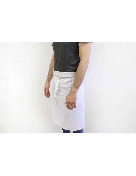 Delantal de cocinero profesional 1/2 100% algodón blanco 102 x 55cm