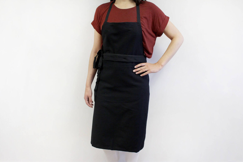 Delantal valet profesional 100% algodón negro 100 x 100cm