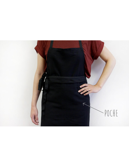 Delantal valet profesional 100% algodón negro 100 x 100cm