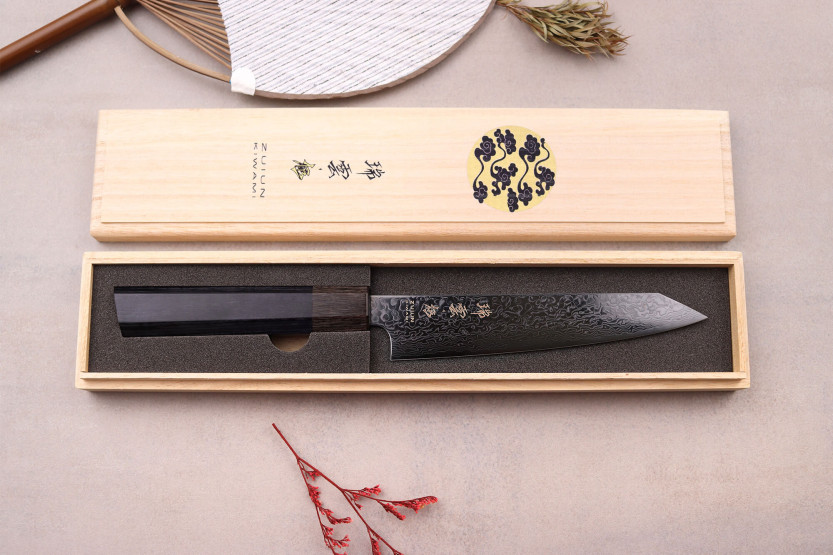 Universeel mes kersenplukker Japans Kanetsugu Zuiun Kiwami revêtement DLC 15cm