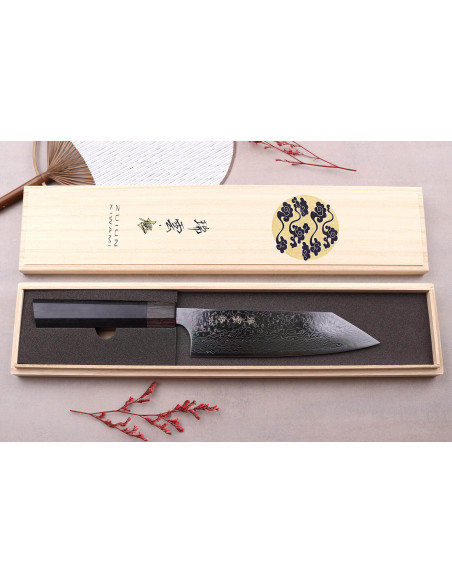 santoku-kniv kirsebær japansk Kanetsugu Zuiun Kiwami revêtement DLC 18cm