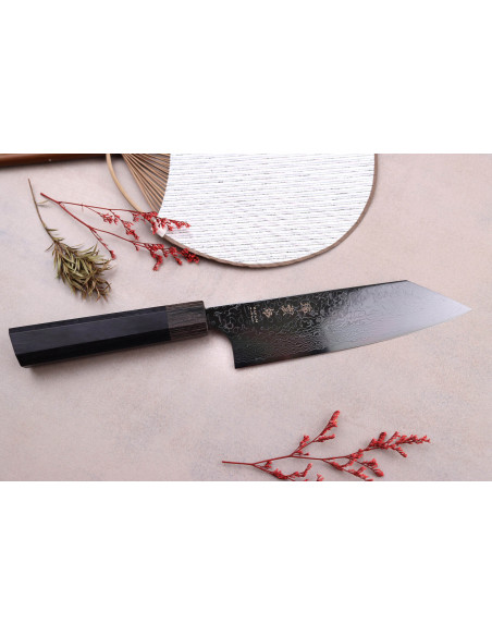 santoku veitsi kirsikka japanilainen Kanetsugu Zuiun Kiwami revêtement DLC 18cm