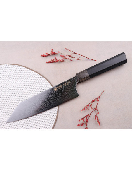 santoku-kniv kirsebær japansk Kanetsugu Zuiun Kiwami revêtement DLC 18cm