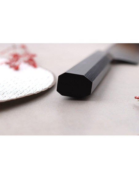 santoku veitsi kirsikka japanilainen Kanetsugu Zuiun Kiwami revêtement DLC 18cm