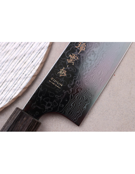 santoku-kniv kirsebær japansk Kanetsugu Zuiun Kiwami revêtement DLC 18cm
