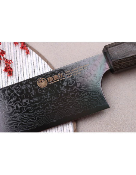 santoku veitsi kirsikka japanilainen Kanetsugu Zuiun Kiwami revêtement DLC 18cm