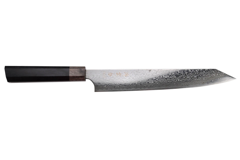 Couteau sujihiki körsbärsplockare japansk Kanetsugu Zuiun Kiwami revêtement DLC 24cm