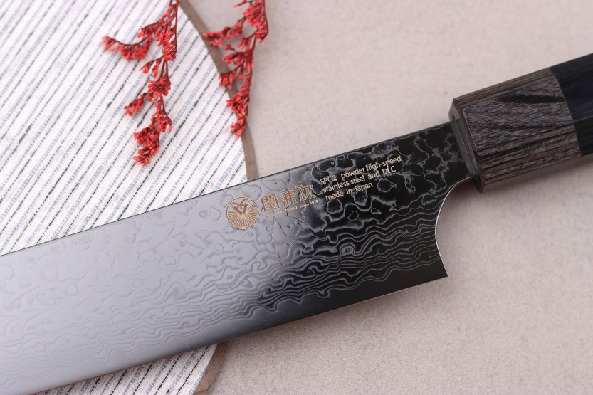 Couteau sujihiki recogedor de cerezas japonés Kanetsugu Zuiun Kiwami revêtement DLC 24cm