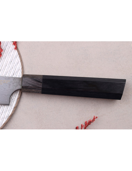 Couteau sujihiki recogedor de cerezas japonés Kanetsugu Zuiun Kiwami revêtement DLC 24cm