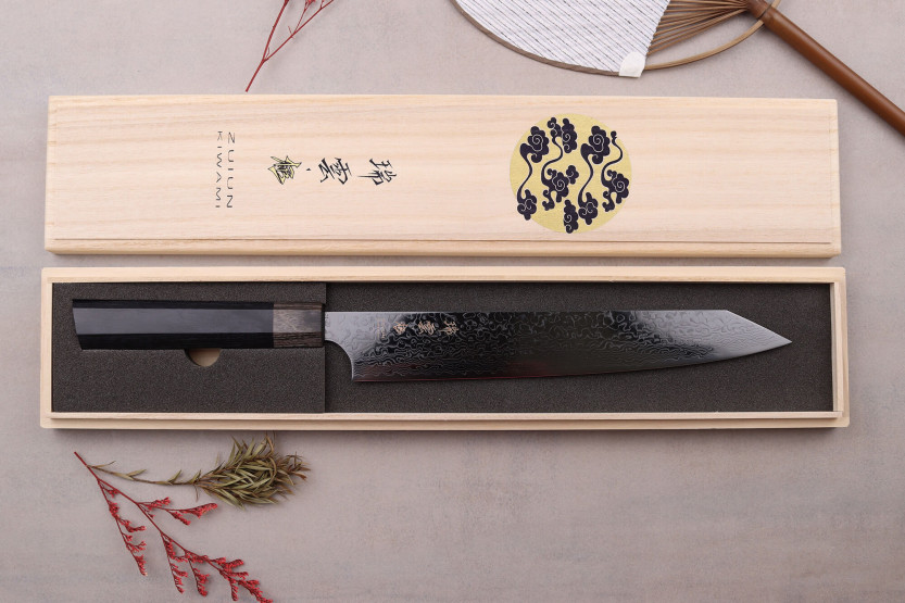 Couteau sujihiki kirsikanpoimija japanilainen Kanetsugu Zuiun Kiwami revêtement DLC 24cm