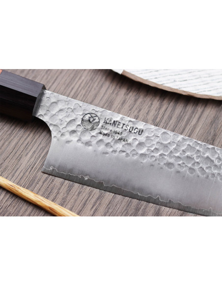 faca santoku japonesa faca santoku martelada Kanetsugu Heptagon Uto de 17 cm
