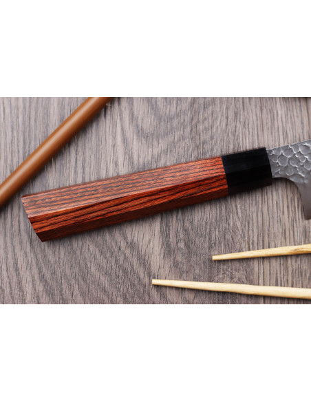 Kanetsugu Heptagon Uto 17cm hamrad japansk santokukniv