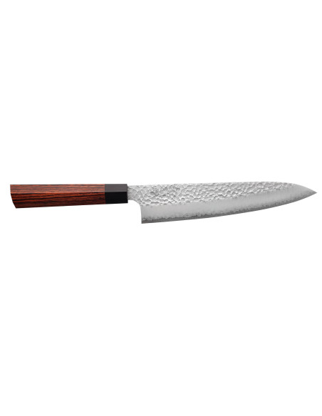 Coltello da chef giapponese martellato Kanetsugu Heptagon Uto da 20 cm
