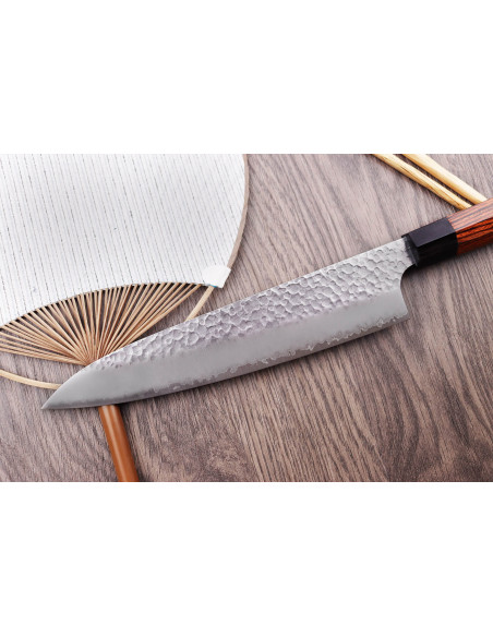Japanisches Kochmesser Kanetsugu Heptagon Uto gehämmert 20cm