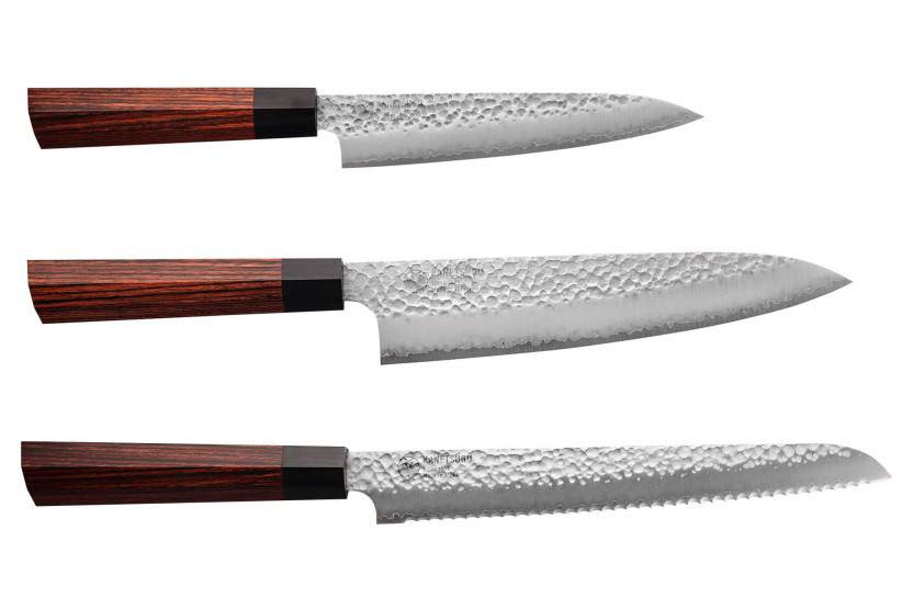 Conjunto de 3 facas japonesas Kanetsugu Heptagon Uto universais, de chef e de pão
