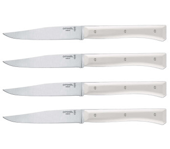 Estuche de 4 cuchillos de mesa Opinel Facette VittEr® mango blanco 11cm hoja lisa de acero inoxidable
