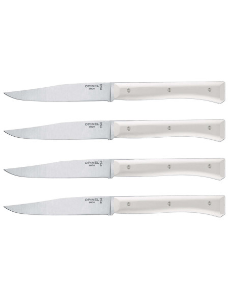 Estuche de 4 cuchillos de mesa Opinel Facette VittEr® mango blanco 11cm hoja lisa de acero inoxidable