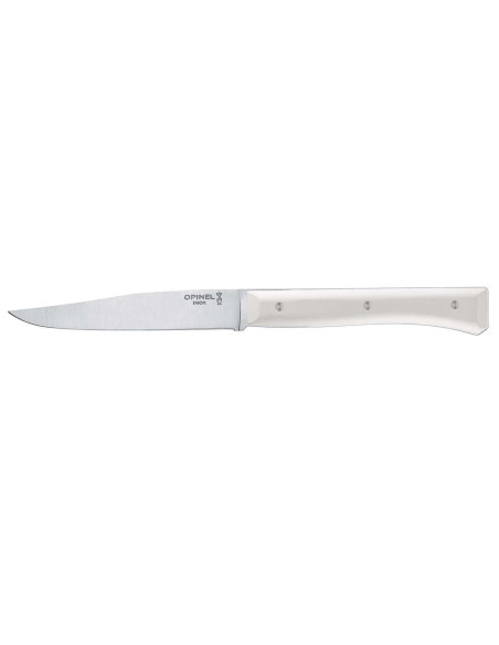 Sett med 4 Opinel Facette bordkniver VittEr® hvitt håndtak 11 cm glatt blad i rustfritt stål