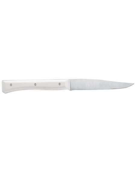 Set of 4 Opinel Facette table knives VittEr® white handle 11cm smooth stainless steel blade