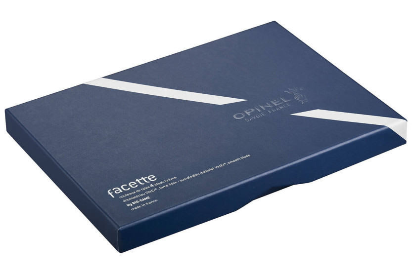 Set med 4 Opinel Facette bordsknivar VittEr® vitt skaft 11cm slätt blad i rostfritt stål
