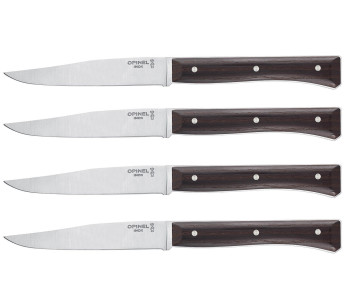 Pakkaussarja 4 Opinel Facette pöytäveitsiä tumma tuhkakahva sileä ruostumattomasta teräksestä valmistettu terä 11cm