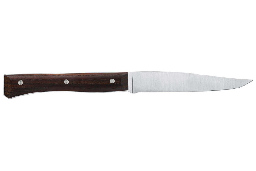Set mit 4 Tafelmessern Opinel Facette Griff aus dunkler Esche Klinge 11cm Edelstahl glatt