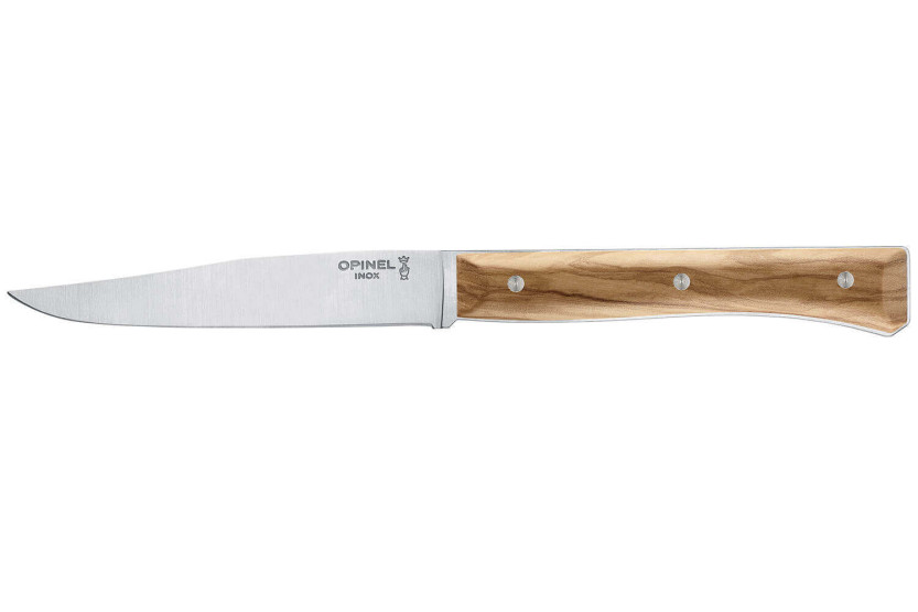 Opinel Facette pöytäveitset oliivipuukahva 11cm sileä ruostumattomasta teräksestä valmistettu terä, 4 kpl sarja