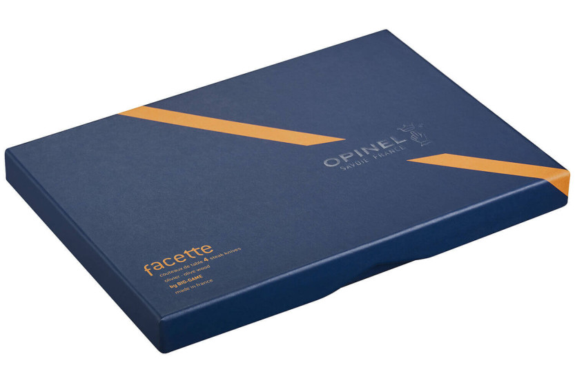 Opinel Facette pöytäveitset oliivipuukahva 11cm sileä ruostumattomasta teräksestä valmistettu terä, 4 kpl sarja