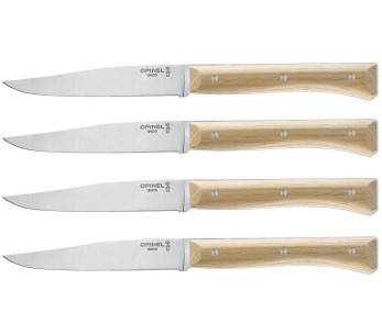 Laatikkosetti 4 Opinel Facette pöytäveitsiä tuhkakahva 11cm sileä ruostumattomasta teräksestä valmistettu terä