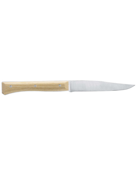 Sett med 4 Opinel Facette bordkniver i eske askeskaft 11 cm glatt blad i rustfritt stål