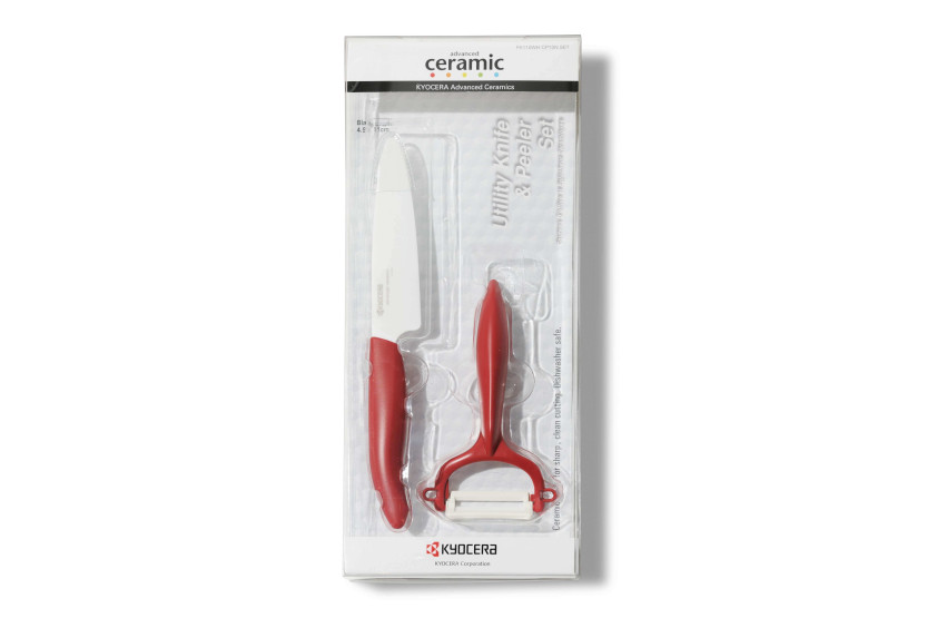 Kyocera 11 cm kniv- och vertikalskalarset, rött handtag