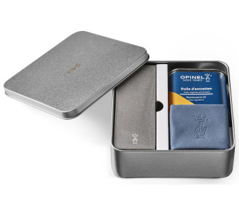 Kit de mantenimiento para cuchillos Opinel piedra + aceite + paño de microfibra