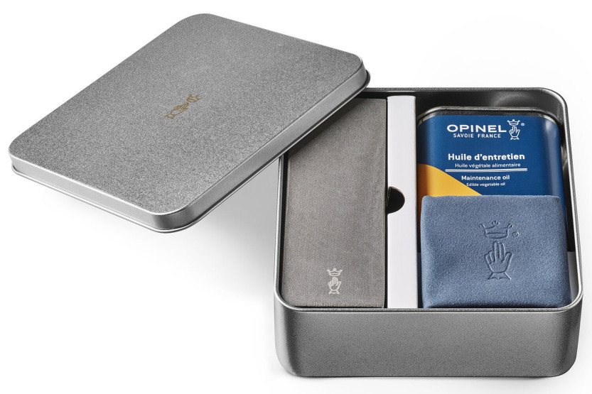 Opinel knivvårdskit sten + olja + mikrofiberduk