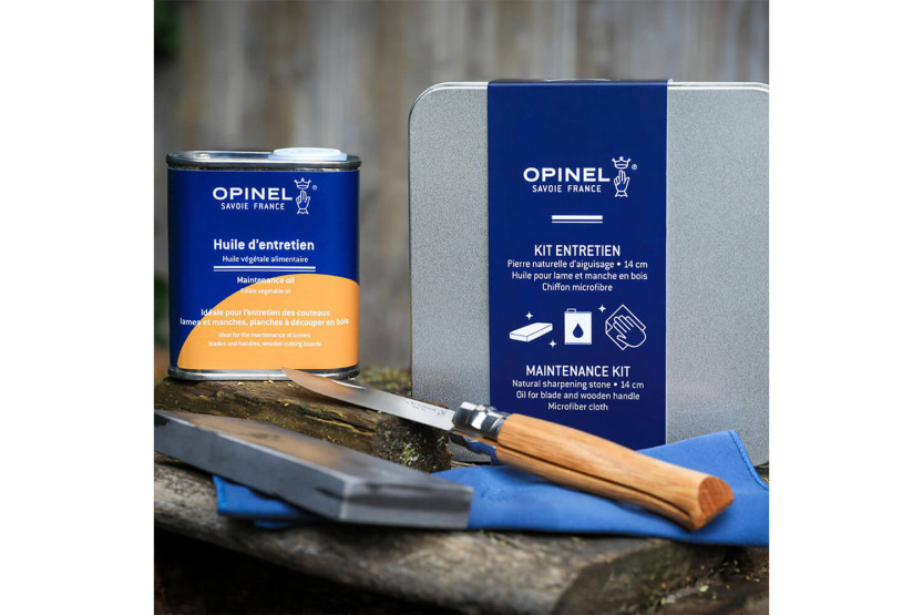 Opinel knivvårdskit sten + olja + mikrofiberduk