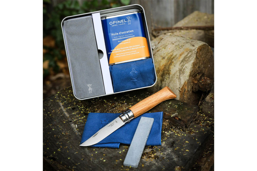 Opinel knivvårdskit sten + olja + mikrofiberduk