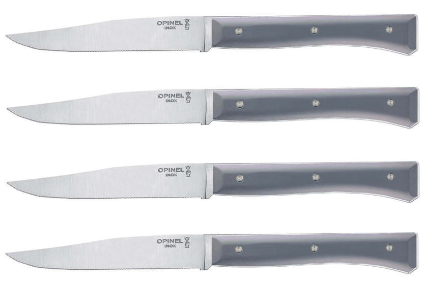 Estuche de 4 cuchillos de mesa Opinel Facette Mango de pizarra VittEr® Hoja de acero inoxidable microdentada de 11 cm