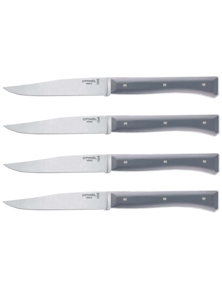 Låda med 4 Opinel Facette bordsknivar VittEr® skifferhandtag 11cm rostfritt stål mikro-tandat blad