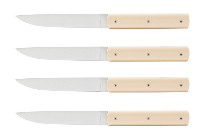 Set di 4 coltelli da tavola Perceval 888 in stile avorio fatti a mano