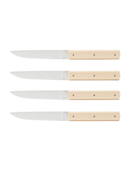 Set om 4 Perceval 888 handgjorda bordsknivar, elfenbensstil