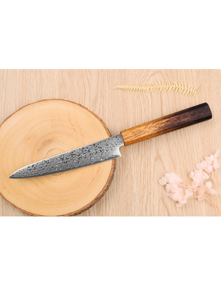 Yoshihiro Zad håndlaget japansk universalkniv 15 cm med damascenert blad